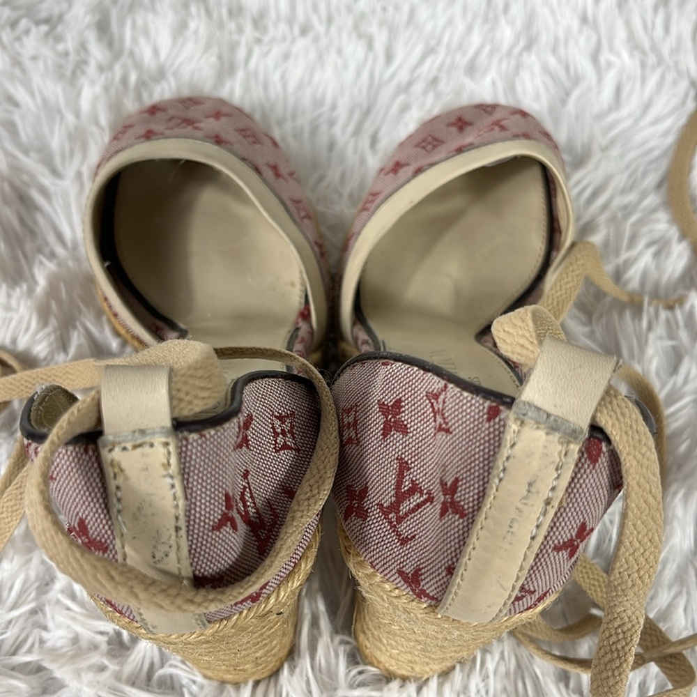 Louis Vuitton Tan and Red Wedge Shoes - Picture 11 of 13